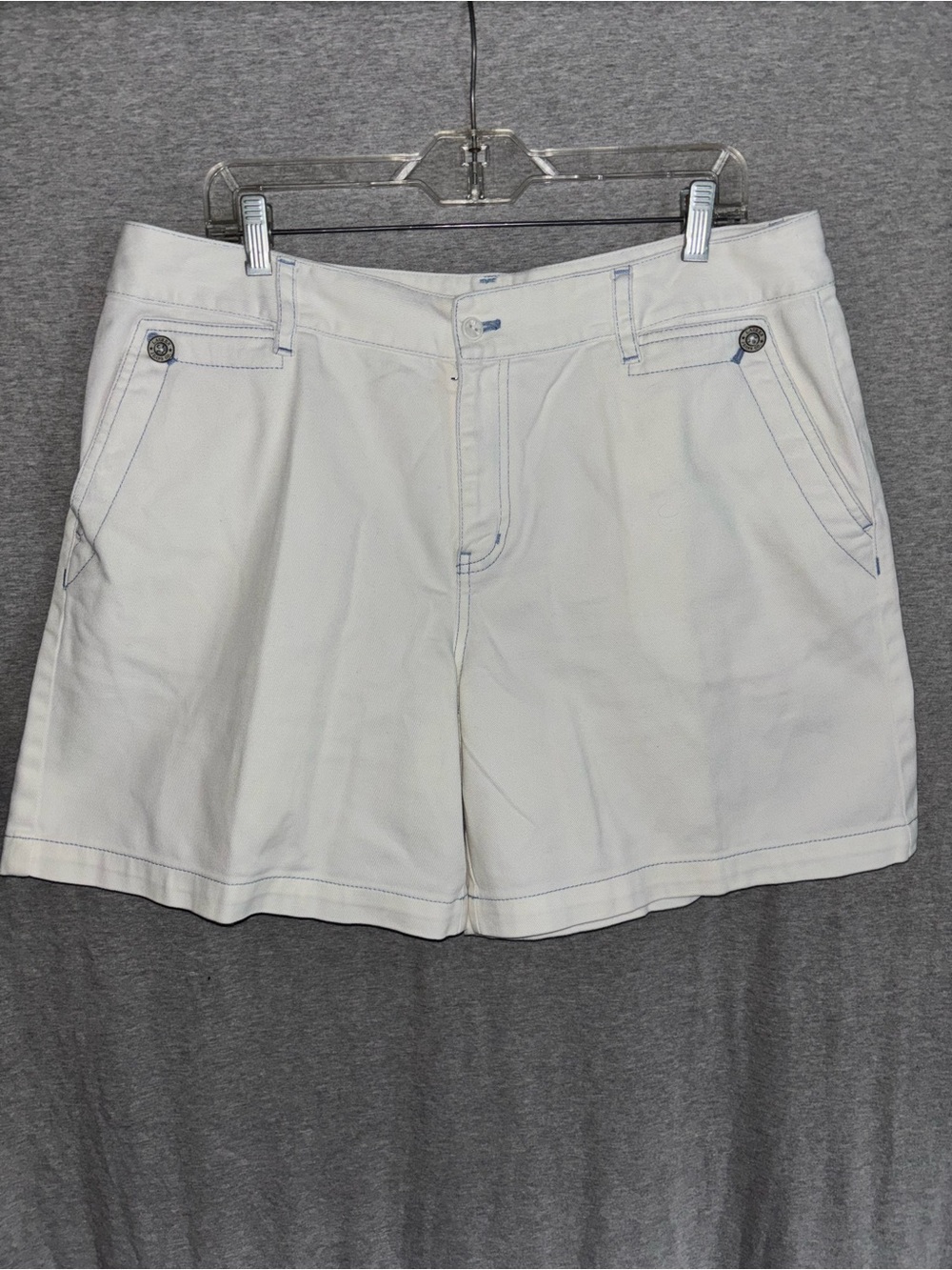 Lauren Jeans Co. Women's White Casual Shorts with Button-Trim Pockets